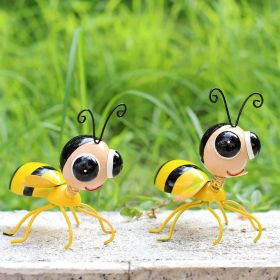 2pcs/set, Metal Bee Decorations, Patio Art Garden Decoration, Cute Bee Lawn Decorations, Hanging Wall Sculpture, Hanging Decorations, Garden Patio Dec