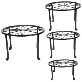 4Packs Iron Plotted Plant Stands Shelves Heavy Duty Round Flower Pot Holder Rack Home Yard Garden Patio D√©cor