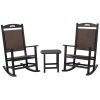 Poly Lumber Patio Rattan High Back Rocking Chair Sets(2 Chairs; 1Table)