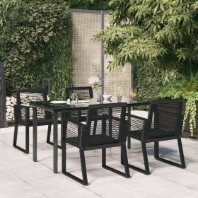 5 Piece Patio Dining Set Black PVC Rattan