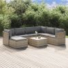 8 Piece Patio Lounge Set with Cushions Gray Poly Rattan