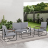 Outdoor Deep Seating Conversation Sofa Set, 4-Pieces Patio Metal Furniture with Light Gray Cushions