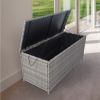 Outdoor Storage Box; 113 Gallon Wicker Patio Deck Boxes with Lid; Outdoor Cushion Storage Container Bin Chest for Kids Toys; Pillows; Towel Grey