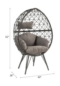 ACME Aeven Patio Lounge Chair, Light Gray Fabric & Black Wicker 45111