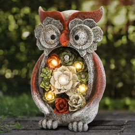 [only for pickup with a prepaid label]Garden Statue Owl Figurines,Solar Powered Resin Animal Sculpture with 5 Led Lights for Patio,Lawn, Garden Decor