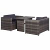 3 Piece Bistro Set Poly with Cushions Rattan Gray