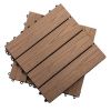 12" x 12" Interlocking Deck Tiles, Pack of 11 Outdoor Flooring Patio Tiles-Teak-AS