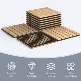 10 Pieces 12 x 12 Inch Acacia Wood Interlocking Tile Flooring-AS