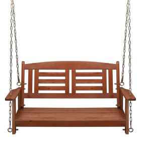 112*53*52cm 500lbs With Chain Double Wooden Swing Reddish Brown