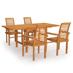 5 Piece Patio Dining Set Solid Teak Wood