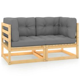 Patio 2-Seater Sofa with Cushions Solid Pinewood