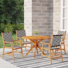 5 Piece Patio Dining Set Solid Wood Acacia