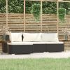 4 Piece Patio Lounge Set with Cushions Black Poly Rattan