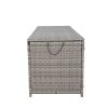 Outdoor Storage Box; 113 Gallon Wicker Patio Deck Boxes with Lid; Outdoor Cushion Storage Container Bin Chest for Kids Toys; Pillows; Towel Grey