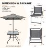 Outdoor Patio Dining Set for 4 People, Metal Patio Furniture Table and Chair Set with Umbrella, Black