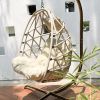 Swing Egg Chair with Stand Indoor Outdoor; UV Resistant Cushion Hanging Chair; Anti-Rust Foldable Aluminum Frame Hammock Chair; 350lbs Capacity Hangin