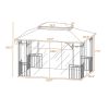 13 Ft. W x 9.7 Ft. D Iron Patio Outdoor Gazebo;  Double Roof Soft Canopy Garden Backyard Gazebo with Mosquito Netting Suitable for Lawn;  Garden;  Bac