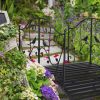 119*67*71cm Courtyard With Bird Pattern Arched Handrail Courtyard Iron Bridge Black