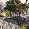 119*67*71cm Courtyard With Bird Pattern Arched Handrail Courtyard Iron Bridge Black