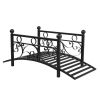 102*51*43cm Garden With Round Iron Ball Flat Top Handrail Garden Iron Bridge Black