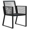 7 Piece Patio Dining Set Black PVC Rattan