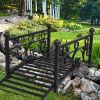 102*51*43cm Garden With Round Iron Ball Flat Top Handrail Garden Iron Bridge Black