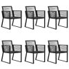 7 Piece Patio Dining Set Black PVC Rattan