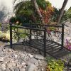 102*51*43cm Garden With Round Iron Ball Flat Top Handrail Garden Iron Bridge Black