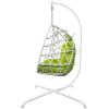 Swing Egg Chair with Stand Indoor Outdoor Wicker Rattan Patio Basket Hanging Chair with C Type bracket ; with cushion and pillow; WHITE)(Banned from s