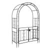 134.5*58.5*213cm Arc Roof Double Layer With Door Wrought Iron Iron Arch Courtyard Black