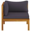 2-Seater Patio Sofa with Cushion Solid Acacia Wood