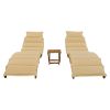 TOPMAX Outdoor Patio Wood Portable Extended Chaise Lounge Set with Foldable Tea Table for Balcony, Poolside, Garden, Brown