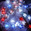 1pc, Flag String Lights, 4th Of July Memorial Day American Flag Stars Decoration String Lights, Battery Operated With Multi-Function Remote Lights, Ho