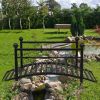 102*51*43cm Garden With Round Iron Ball Flat Top Handrail Garden Iron Bridge Black