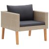 3 Piece Patio Lounge Set with Cushions Poly Rattan Beige