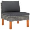 3-Seater Patio Sofa with Cushions Gray Poly Rattan