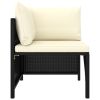 9 Piece Patio Lounge Set with Cushions Poly Rattan Black