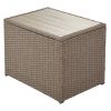 Outdoor 6-Piece Garden Furniture Set; PE Wicker Rattan Sectional Sofa Set with 2 Tea Tables; Brown Wicker+Beige Cushion