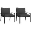 Patio Chairs with Gray Cushions 2 pcs 26.8"x29.9"x31.1" Steel