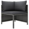 10 Piece Patio Lounge Set with Cushions Poly Rattan Gray