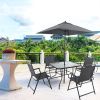 Outdoor Patio Dining Set for 4 People, Metal Patio Furniture Table and Chair Set with Umbrella, Black