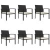 7 Piece Patio Dining Set Poly Rattan Black