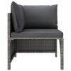 4-Seater Patio Sofa with Cushions Gray Poly Rattan