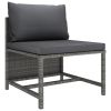 4-Seater Patio Sofa with Cushions Gray Poly Rattan