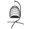 Swing Egg Chair with Stand Indoor Outdoor Wicker Rattan Patio Basket Hanging Chair with C Type bracket ; with cushion and pillow; Blue(Banned from sel