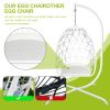 Swing Egg Chair with Stand Indoor Outdoor Wicker Rattan Patio Basket Hanging Chair with C Type bracket ; with cushion and pillow; WHITE)(Banned from s