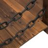 Wooden Garden Bridge Arc Stained Finish Walkway with Metal Chain Railings