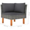 3-Seater Patio Sofa with Cushions Gray Poly Rattan