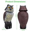 Lifelike Owl Decoy with 360 Degree Rotatable Head Scare Bird Squirrel Away Pest Repellent Bird Deterrent