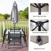 Outdoor Patio Dining Set for 4 People, Metal Patio Furniture Table and Chair Set with Umbrella, Black